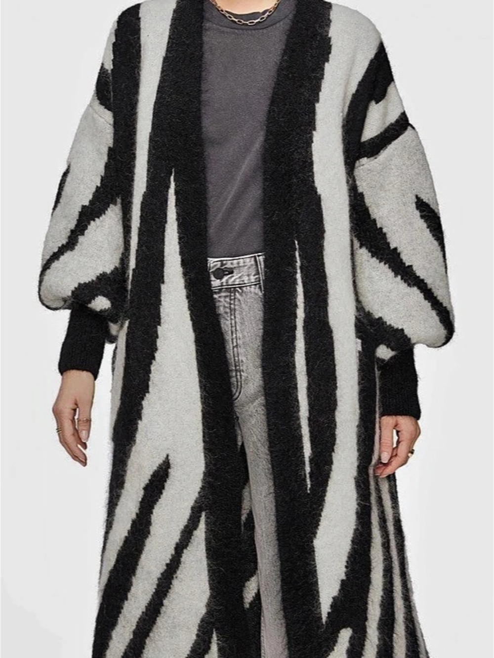 Anine Bing Oliver Zebra Stripe Belted Cardigan (M)
